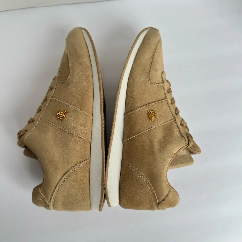 Lauren Ralph Lauren Women's CANONBURY II Tan Faux Suede Athletic Shoes Size 7 - Picture 3 of 12